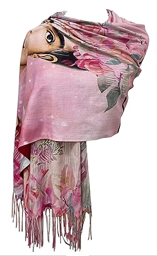 GFM® Schal aus Wollmischung, Kaschmir-Textur, Malerei, Kunstdruck, Schal, Schal für Herbst und Winter, Self Portrait Floral Art-(PWSHL-FS-7240-A) von GFM