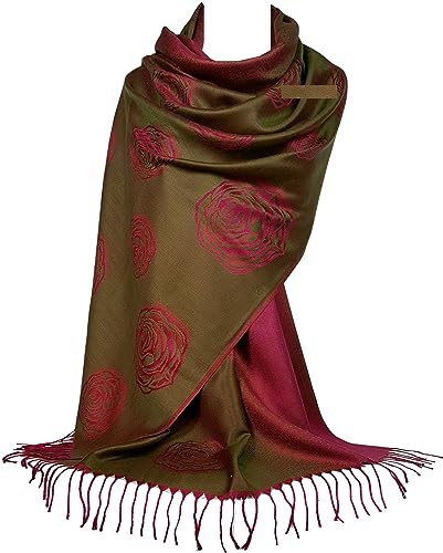 GFM Blumen Paisley Design Pashmina Stil Schal (.S105-rs-mtdsn- Roses Mustard Gold) von GFM