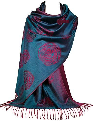 GFM Blumen Paisley Design Pashmina Stil Schal (.S105-rs-tlfsh-roses Teal) von GFM