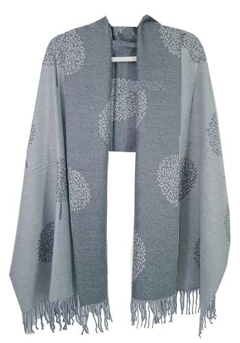 GFM Damen Maulbeerbaummuster Sehr weicher, kaschmirartiger, warmer Winterschal. Mbshl-hlbh-shawl Grey von GFM