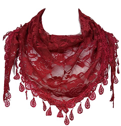 GFM Designer Sommer Dreieck Spitzenschal mit Blumenmuster (TRI-A), TRI-500-BLL-Berryrot, 36 von GFM