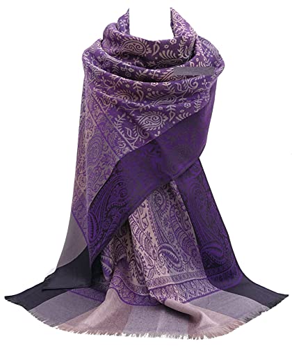 GFM® Schal im Pashmina-Stil mit Blumenmuster und Paisleymuster (FRL1), S10-Ghjmn-Lila, L von GFM