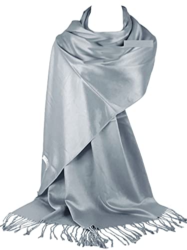 GFM Glatte glänzende Oberfläche Pashmina-Stil Schal (L9), .L9-CH-Silver Grey, One size von GFM