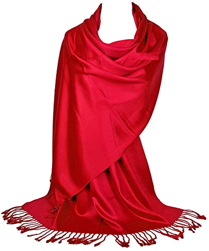 GFM Glatte glänzende Oberfläche Pashmina Stil Schal (L9), L9-scll-scarlett rot, One size von GFM