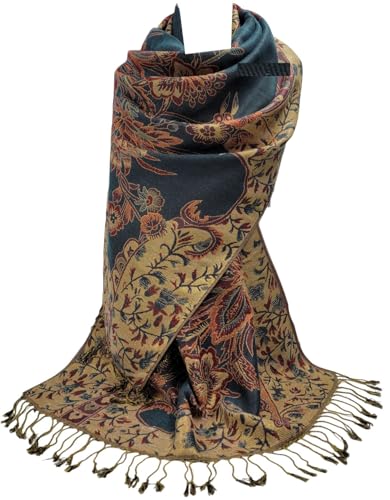 GFM Pashmina-Schal, Blumenmosaik Gr. 90, S16-5flr-ghtl - Teal von GFM