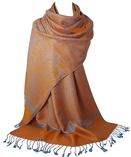 GFM Pashmina-Schal im Paisley-Stil - orange blau - (P093-nrgnl) von GFM