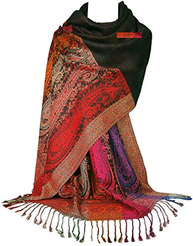 GFM Pashmina-Schal mit Blumenmuster und Paisley-Muster S11-9331-kl-Schwarz von GFM