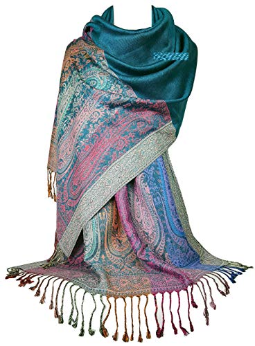 GFM Pashmina-Schal mit Blumenmuster und Paisley-Muster S11-9331-tx-Türkis von GFM