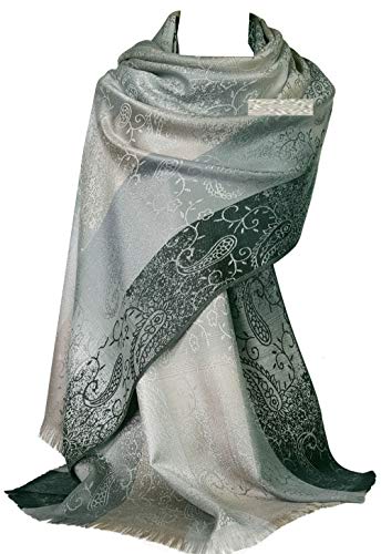 GFM Pashmina-Schal mit Blumenmuster und Paisleymuster (S1-BH-Grau) (Pash-9321-BH) von GFM