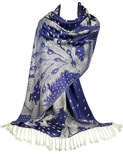 GFM®-Schal im Pashmina-Stil, Pao-Federmuster - Blau Royal - (PCKPASH-P49) von GFM