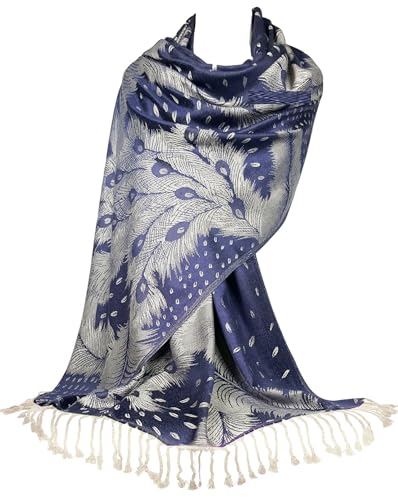 GFM®-Schal im Pashmina-Stil, Pao-Federmuster - Blau Royal - (PCKPASH-P49) von GFM