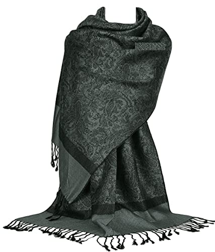 GFM Pashmina Style Schal Paisley Floral (P093), P093-klbh-black grey, 42 von GFM