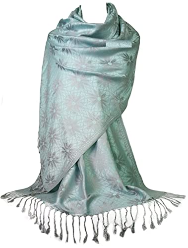 GFM Schal im Pashmina-Stil, Blumenmuster - mintblau - (9325-mntnl) von GFM