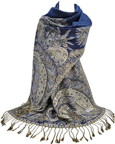 GFM Schal im Pashmina-Stil - Blumenmosaik - Phoenix Blau - (S12-pnx-crtnl) von GFM