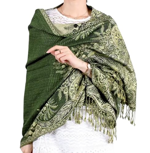 GFM Schal im Pashmina-Stil - Blumenmosaik - Phoenix OliveGrün - (S12-pnx-jtn) von GFM