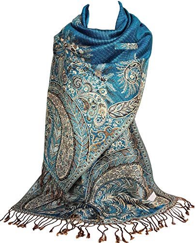 GFM Schal im Pashmina-Stil - Blumenmosaik - Phoenix Türkis - (S12-pnx-TX) von GFM