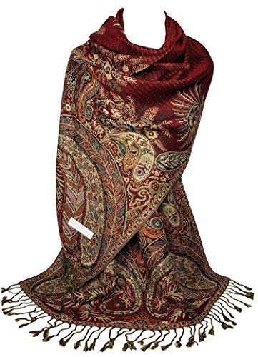 GFM Schal im Pashmina-Stil - Blumenmosaik - Phoenix dunkelrot - (PASH-PNX-GHLL) von GFM