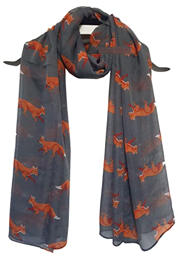 GFM Schal mit Tiermuster, Fuchs Füchse, FX-10-GHBH-Grau, One size von GFM