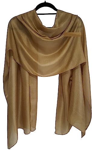 GFM Seidiger Satin-Chiffon-Schal für Hochzeit, Brautjungfern, Hijab (SLK2), Slk2-sn-1-golden braun., 42 von GFM