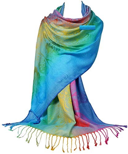 GFM Silky Feel Schal im Pashmina-Stil, Regenbogenfarben, Pck3-tx-türkis, 90 von GFM