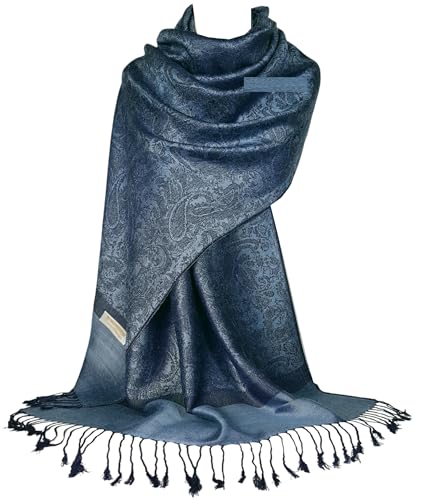GFM Wickelschal, Pashmina-Stil, florales Paisley-Muster -blau und Indigo- (P093-S0-hlnlinl) von GFM