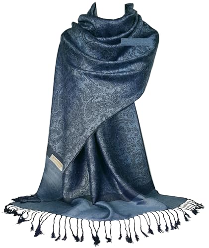 GFM Wickelschal, Pashmina-Stil, florales Paisley-Muster P093-S0-hlnlinl-blau und Indigo von GFM