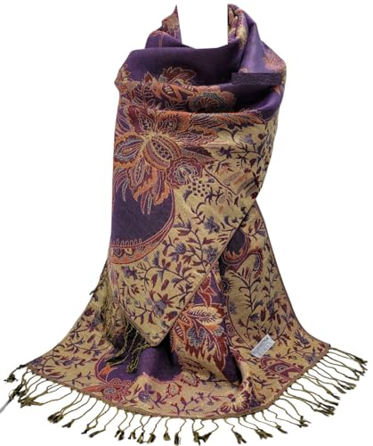 Schal im Pashminastil mit floralem Mosaik-Muster, Wickeltuch von GFM Gr. 90, S16-5flr-ghjmn - Lila Schal im Pashminastil mit floralem Mosaik-Muster, Wickeltuch von GFM Gr. 90, S16-5flr-ghjmn - Lila von GFM