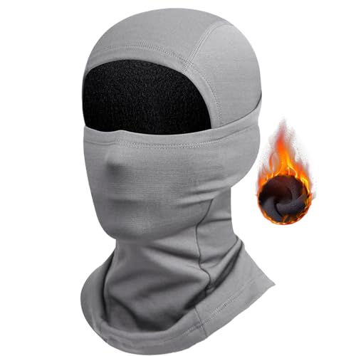 GFORI Winter Sturmhaube Winddicht Thermo Balaclava,Sturmmaske für Herren und Damen zum Skimaske, Outdoor Sport Radfahren kältefest Plus Fleece Gesichtsmaske Grau- Einheitsgröße von GFORI