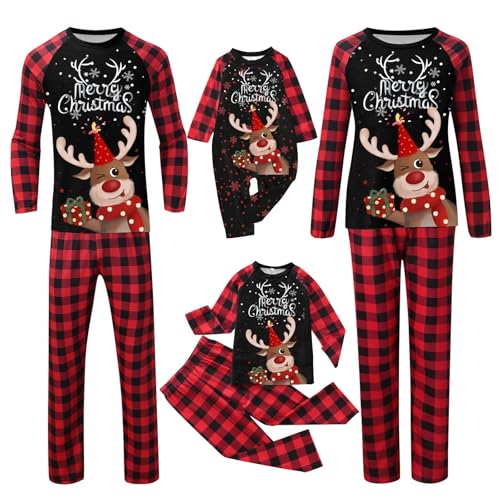 2024 Pärchen Schlafanzug Set Pyjama Damen Herren Lang Lustig Weihnachts Hosen Weihnachtskleidung Baby Familien von GFPGNDFHG