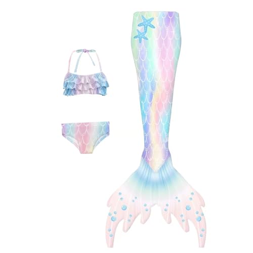 Blitzangebote des Tages Schwimmausrüstung Badeanzug Mit Rock Mädchen Kostüm Kinder Meerjungfrau Bikini 140 146 von GFPGNDFHG