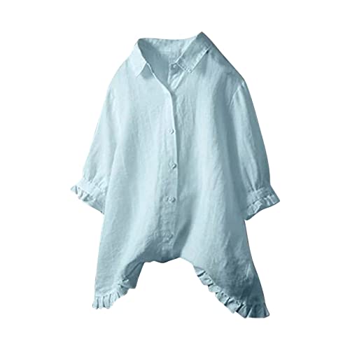 Bluse Leinenbluse cami top hemdbluse Damen ausgefallene Tops blusen Sommer Shirt Weiss Longbluse Oberteile Stricktop Cropped Jacke von GFPGNDFHG