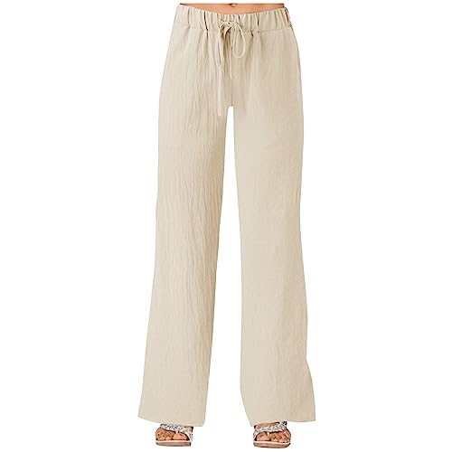 Casual Pant 7/8 Hosen Damen Sommer Fleece Damen Hose Geeignet für Damen, fließende Hose mit Schlitz und weitem Bein, Hose mit hoher Taille, lockere Bohemian-Hose in Übergröße Warme Hose Damen von GFPGNDFHG