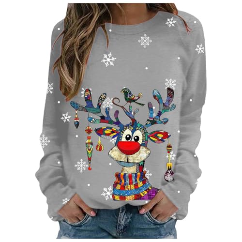 Christmas Sweater Damen Weihnachten Print Basic Hoodie WeihnachtsSweatshirt Sweatshirt Jacke Bench Vintage Weihnachtskleider T Shirt V Ausschnitt Sportbekleidung von GFPGNDFHG