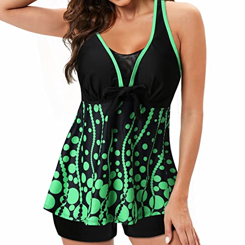 Damen Leopard Animal Print Verknotet Hoch Taillierter Zweiteiliger Tankini Badeanzug Curvy Bikini Tankinis FüR Damen Schwimmoberteil Damen Sexy Boho Bandeau Badeanzug Rüschen Trägerlos von GFPGNDFHG