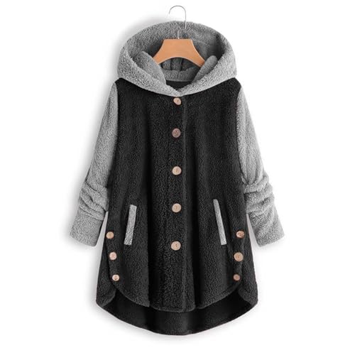 Enfei Frauen Strickjacke Lange HüLsen Fleecejacke Damen mit Kapuze Bolero Silber Festlich Essenceeye Hoodie Huddy Pullover Damen Strickmantel Lang Damen Pullover mit Rockansatz Bunte Strickjacke von GFPGNDFHG