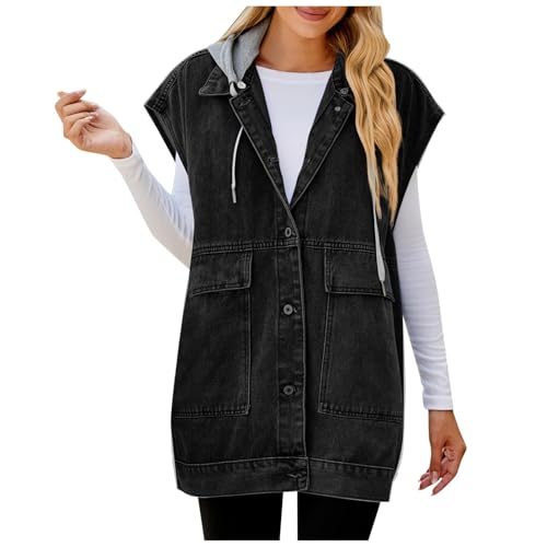 GFPGNDFHG Damen Weste Lang Longweste Steppweste Mit Kapuze Herbst Jacken DamenSteppmäntel Leichte Steppjacke Ärmellose Fleeceweste Sommer Jacke von GFPGNDFHG