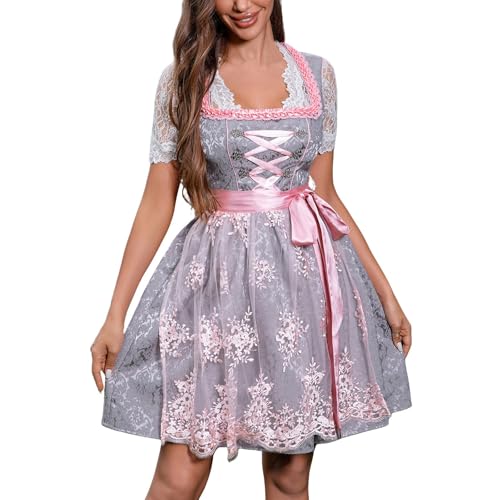 GFPGNDFHG Dirndl Damen Kurz Trachtenkleid 3tlg. Midi Samt Dirndlbluse Lang Oktoberfest Schwarze Stretch More and Kleid 38 von GFPGNDFHG