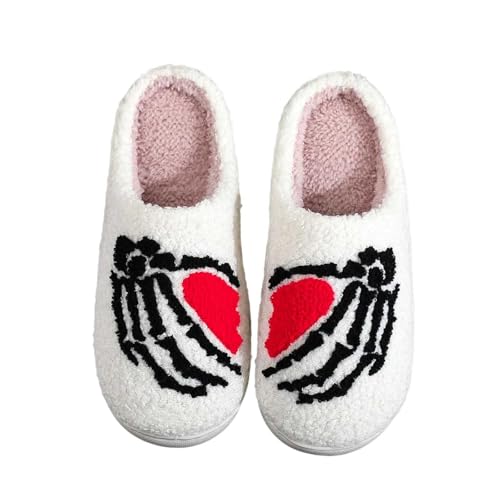 GFPGNDFHG Halloween Hausschuhe Damen Jack O Lantern Kürbis Open Toe Indoor Outdoor Fuzzy Weiß 43 von GFPGNDFHG