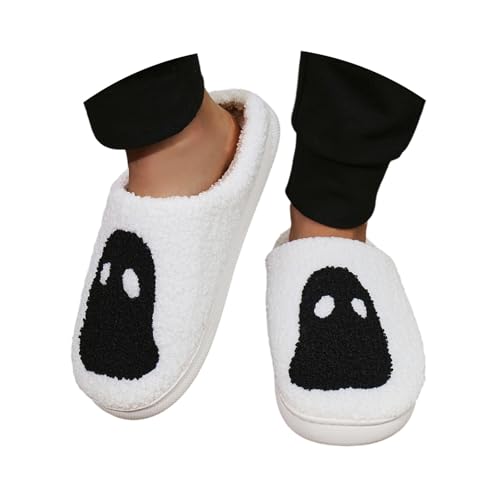 GFPGNDFHG Halloween Hausschuhe Damen Jack O Lantern Kürbis Open Toe Indoor Outdoor Fuzzy schwarz 41 von GFPGNDFHG