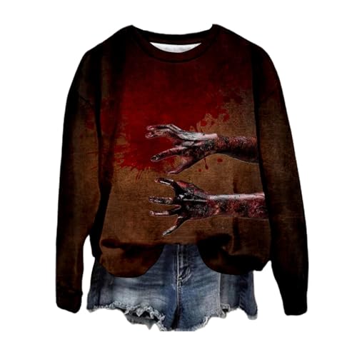 GFPGNDFHG Halloween Kostüm Hoodie I'm Fine Kapuzenpullover Kuscheljacke Damen Problem Gelöst Crop Pullover Jeansbluse von GFPGNDFHG