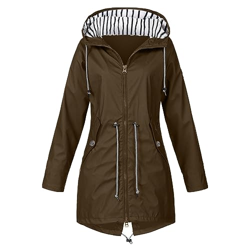 GFPGNDFHG Regenmantel Damen, Regenjacke Damen Wasserdicht Atmungsaktiv mit Kapuze Leicht Faltbar übergangsjacke Outdoorjacke mit Verstellbare Kordelzug-Taille Hosen Damen Pullover Damen Kuhlmann von GFPGNDFHG