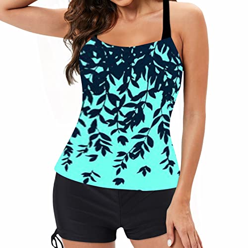 GFPGNDFHG Trendiger Tankini/Slip/Neckholder/Bandeau/Cut Out/Verschiedene Prints Damen Badeanzug Pink Beachwear Damen Tankini Set High Waisted Gepolstert Tankini Set Slip Hot Pants von GFPGNDFHG