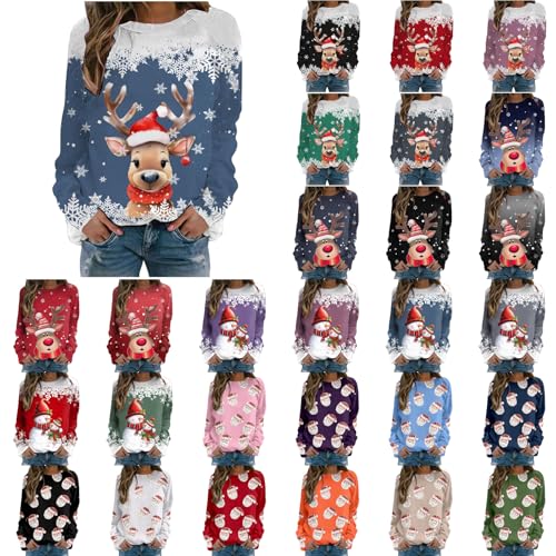 GFPGNDFHG Weihnachtspulli Damen Ugly Weihnachten Kostüm Pullover Für Weihnachts Hoodie Tshirt V Ausschnitt Longshirt Lässig Leggings Weihnachtshose Oversized Tunika von GFPGNDFHG