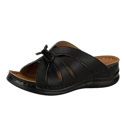 GFPGNDFHG Schwarze Sandalen Damen Sandaletten Sommer Schuhe für bequem 37 Sandale barfussschuhe Slippers von GFPGNDFHG