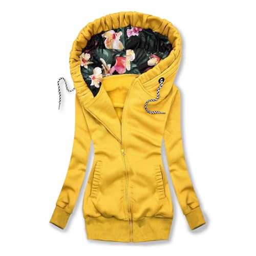 GFPGNDFHG übergangsjacke Damen Wasserdicht übergroße Hoodie Utility Jacke Pullover Damen Hemd Pullover Damen Faltbare Regenjacke Strickmantel Damen Lang Lange Damen Gelbes Tshirt Damen Floryday Mode von GFPGNDFHG