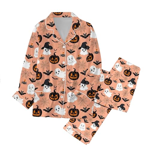 Halloween Schlafanzug Damen Kurz Satin Matching Sets Women Y2k Leichter, Dünner Baumwolle Pyjama Set Kostüm Zweiteiler Sommer Hose Und Top von GFPGNDFHG