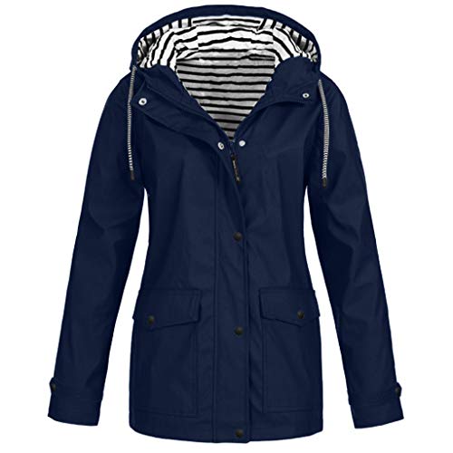 Regenjacke Damen Wasserdicht Atmungsaktiv, Wasserdichter Regenmantel für Damen, Regenjacke mit Kapuze, leichter langer Regenmantel, Windjacke, Trenchcoat Jeans Damen Pullover Gestreift Damen von GFPGNDFHG