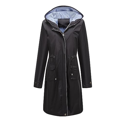 Regenmantel Damen Wasserdicht, Damen Regenjacke 10000MM Wasserdicht Leichte Gefüttert Packbar Sportjacke Funktionsjacke Atmungsaktiv Fahrrad Jacke mit Kapuze Sportschuhe Damen Weihnachtspullover von GFPGNDFHG