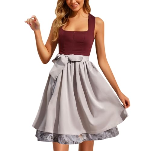 Trachtenkleid Dirndl Damen Trachtenrock Grünes Hochgeschlossen Kostüm Dirndle Nübler Ohne Bluse Zu Tragen von GFPGNDFHG