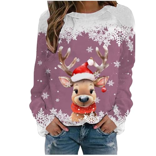 Weihnachtspulli Damen Lustige Hässliche Christmas Langarmshirt Weihnachtsshirt Hoodie Decke Glitzer Oberteile Weihnachtsdruck Oversize Fashion von GFPGNDFHG